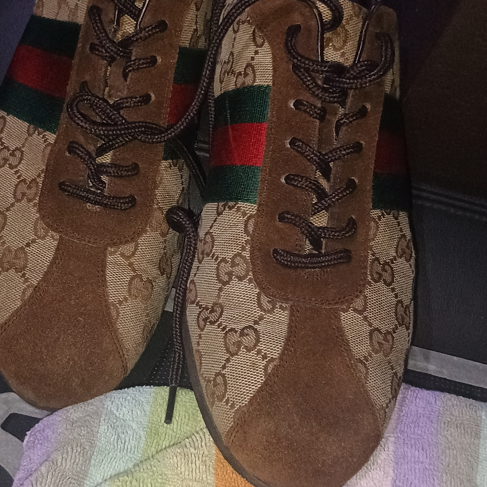 Gucci Brown and Green Signature Sneakers